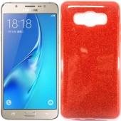 Чехол Silicone 3in1 Блёстки для Samsung J510 Red