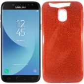 Чехол Silicone 3in1 Блёстки для Samsung J530 Red