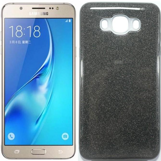 Чехол Silicone 3in1 Блёстки для Samsung J710 Чёрный