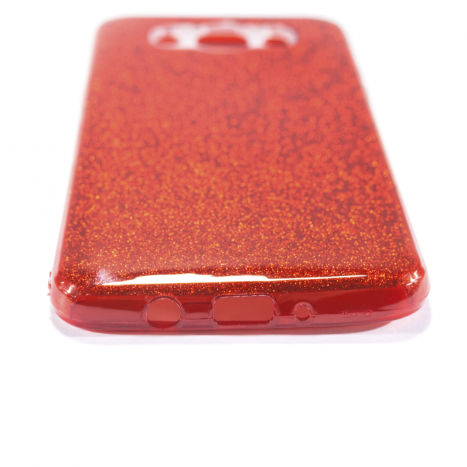 Чохол Silicone 3in1 Блискітки для Samsung J710 Червоний-3