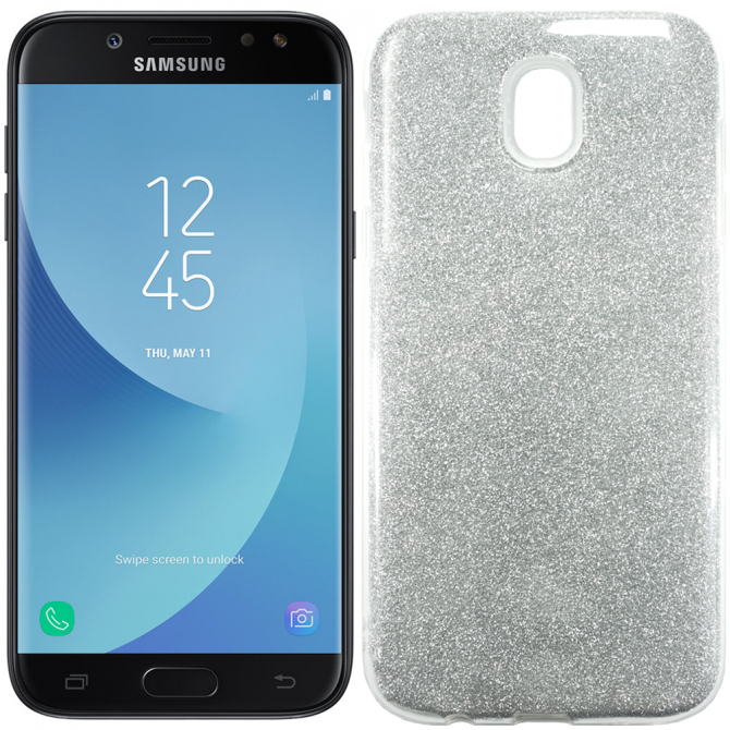 Чохол Silicone 3in1 Блискітки для Samsung J730 Білий