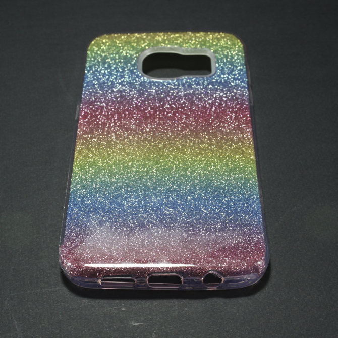 Чехол Silicone 3in1 Блёстки для Samsung G935 Galaxy S7 Edge Rainbow-3