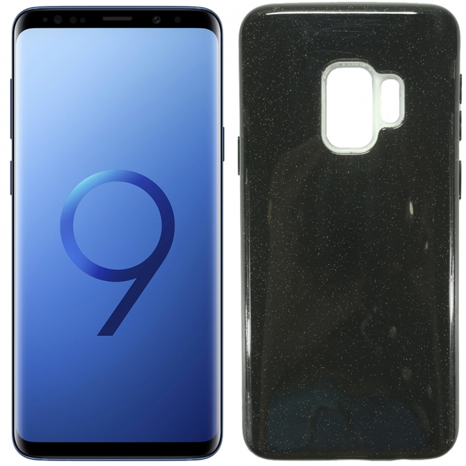 Чехол Silicone 3in1 Блёстки для Samsung G960 Galaxy S9 Чёрный