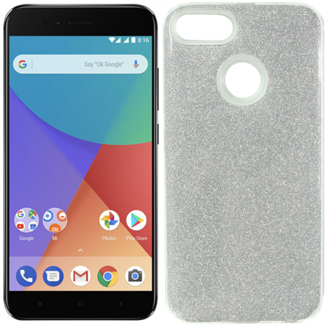 Чехол Silicone 3in1 Блёстки для Xiaomi Mi5X/MiA1 White