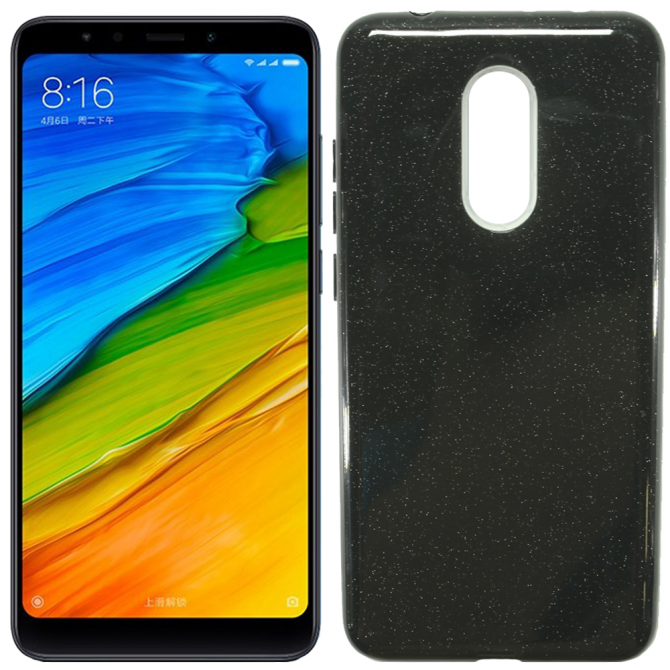 Чохол Silicone 3in1 Блискітки для Xiaomi Redmi 5 Чорний