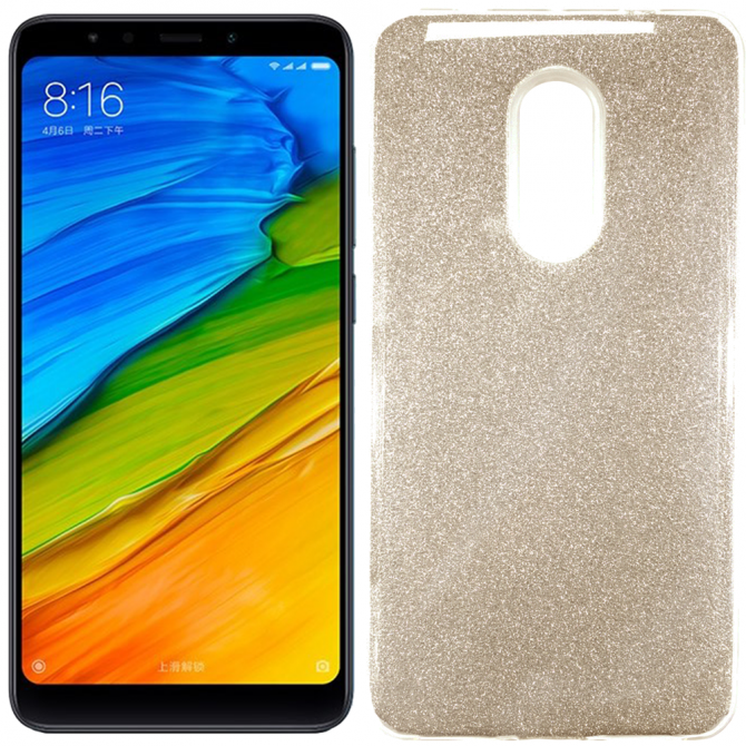 Чохол Silicone 3in1 Блискітки для Xiaomi Redmi 5 Plus Золотий