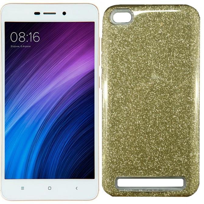 Чехол Silicone 3in1 Блёстки для Xiaomi Redmi 5a/Redmi Go Gold