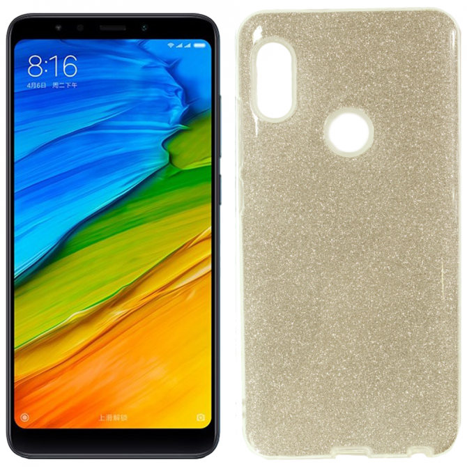 Чехол Silicone 3in1 Блёстки для Xiaomi REDMI Note 5 Pro Gold