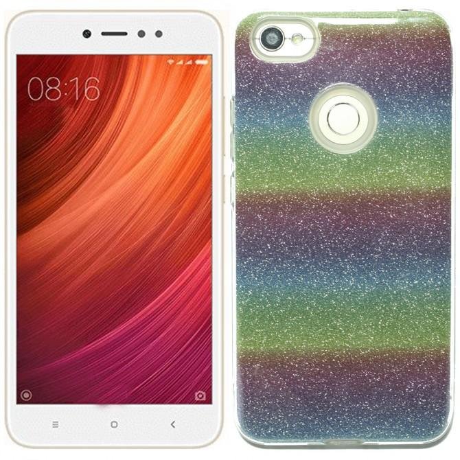 Чохол Silicone 3in1 Блискітки для Xiaomi REDMI NOTE 5A Веселка