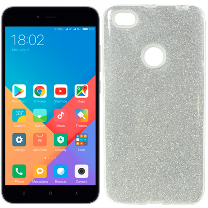 Чехол Silicone 3in1 Блёстки для Xiaomi REDMI NOTE 5A Prime White
