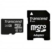 Карта памяти Transcend MicroSDHC 16GB Class10 UHS-I U1+SD Адаптер