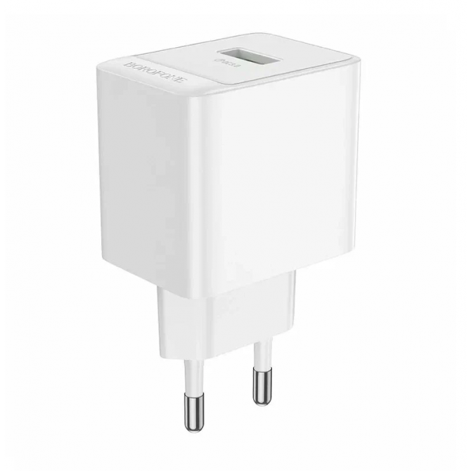 Мережевий зарядний пристрій 1USB Borofone BAS12A Erudite 18W/ QC3.0 White-2