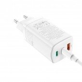 СЗУ 1USB + 2Type-C Hoco DC40 65W + QC3.0 White СЗУ 1USB + 2Type-C Hoco DC40 65W + QC3.0 White