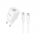 Мережевий зарядний пристрій 1USB + Type-C Hoco C147A PD20W+QC3.0 White + Cable Type-C to Type-C