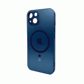 Чехол AG Glass Matt Frame Color MagSafe Logo for Apple iPhone 13 Pro Navy Blue