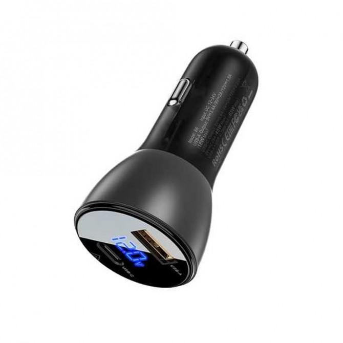 Автомобильное зарядное устройство ACEFAST B6 metal with digital display (63W) Black-1