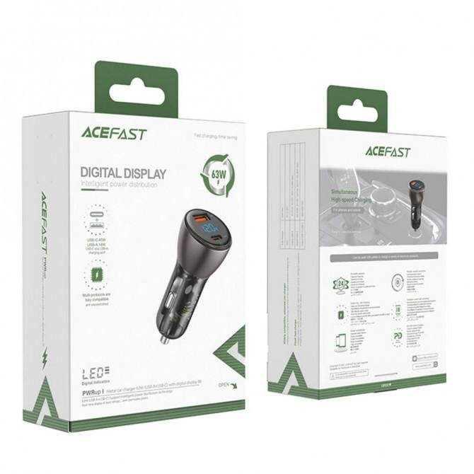 Автомобильное зарядное устройство ACEFAST B6 metal with digital display (63W) Black-2