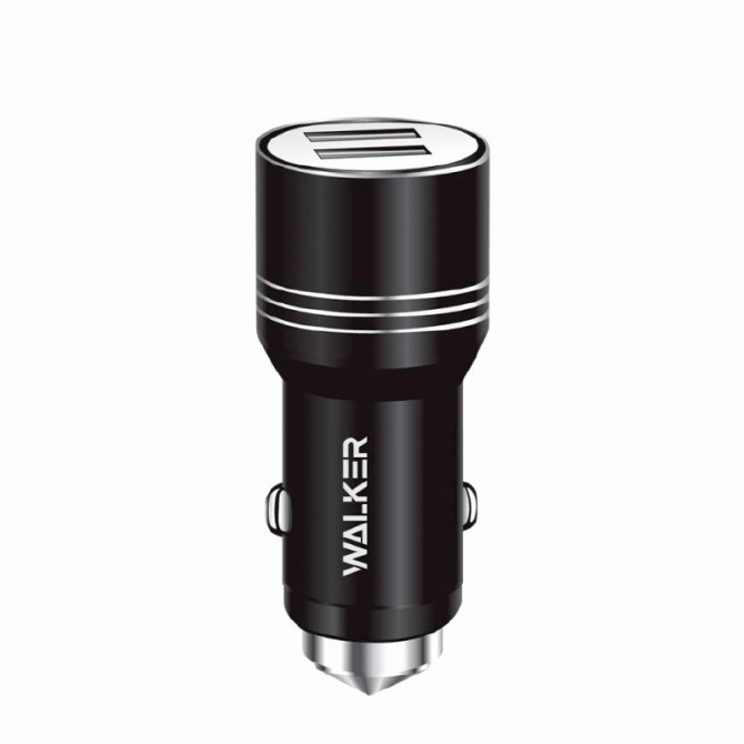 Автомобильное зарядное устройство 2USB Walker WCR-21 1.0A+2.4A Type-C Black