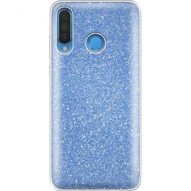 Чехол Silicone 3in1 Блёстки для Huawei P30 Lite Blue-1