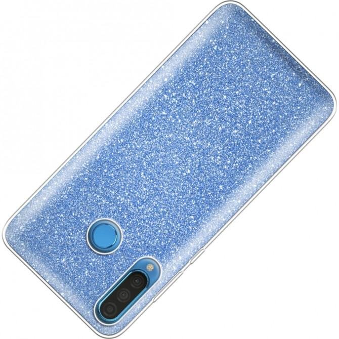 Чехол Silicone 3in1 Блёстки для Huawei P30 Lite Blue-2