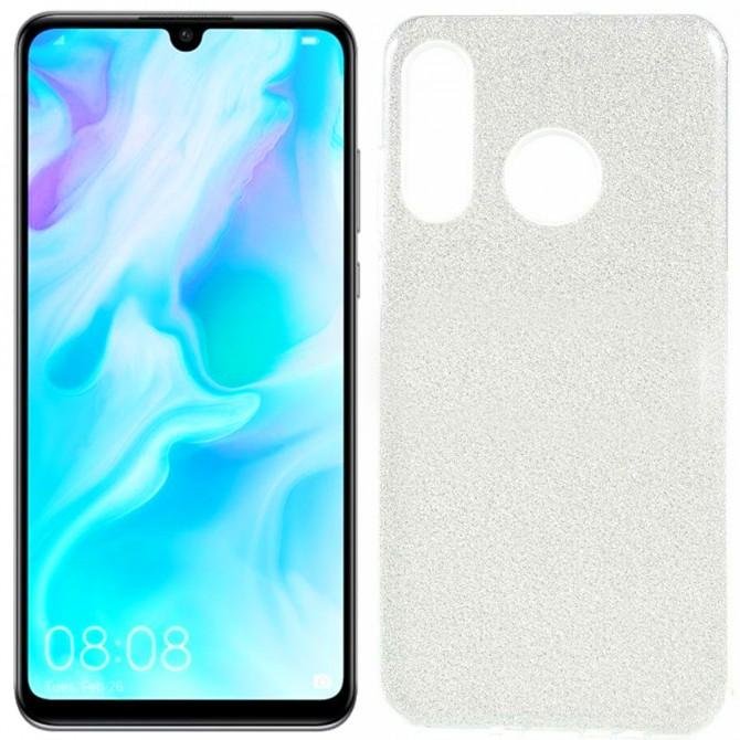 Чехол Silicone 3in1 Блёстки для Huawei P30 Lite Silver
