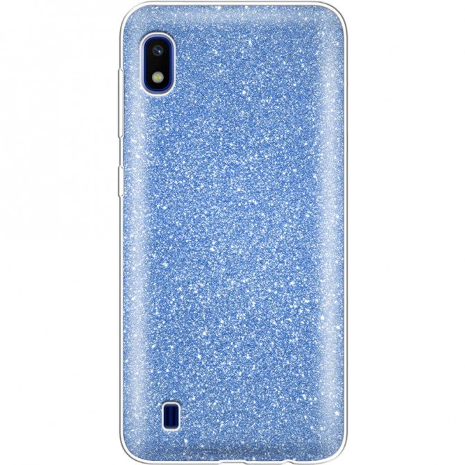 Чохол Silicone 3in1 Блискітки для Samsung A105 Galaxy A10 Синій-1