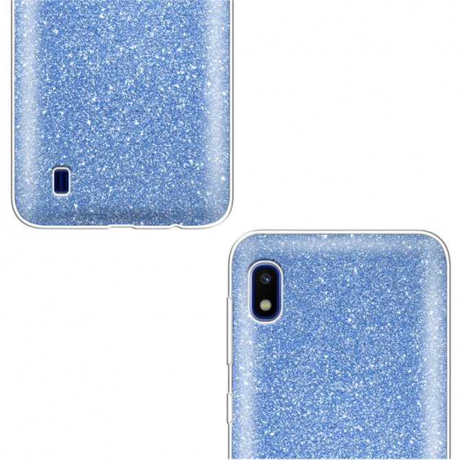 Чохол Silicone 3in1 Блискітки для Samsung A105 Galaxy A10 Синій-3