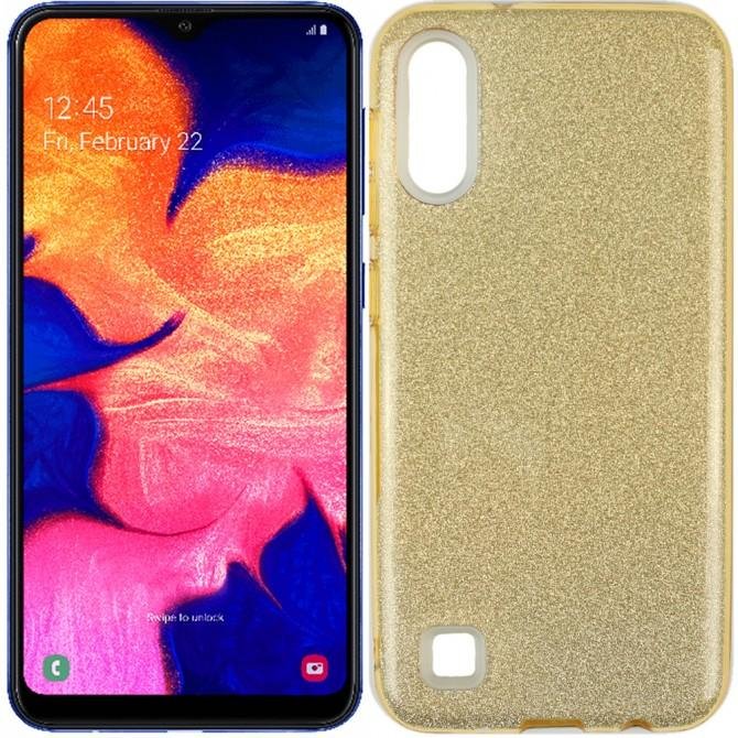 Чехол Silicone 3in1 Блёстки для Samsung A105 Galaxy A10 Gold