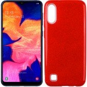 Чохол Silicone 3in1 Блискітки для Samsung A105 Galaxy A10 Червоний