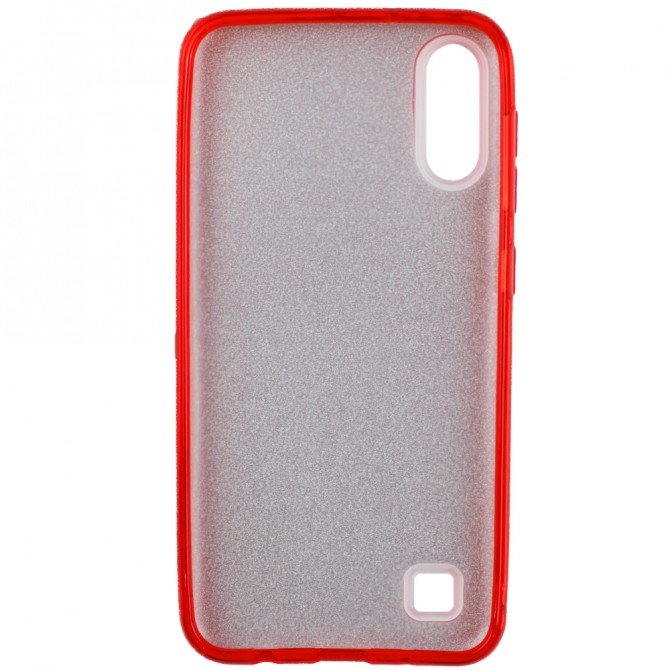 Чохол Silicone 3in1 Блискітки для Samsung A105 Galaxy A10 Червоний-2