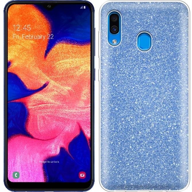Чохол Silicone 3in1 Блискітки для Samsung A205/A305 Galaxy A20/A30 Синій