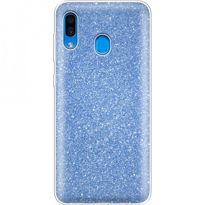 Чохол Silicone 3in1 Блискітки для Samsung A205/A305 Galaxy A20/A30 Синій-1