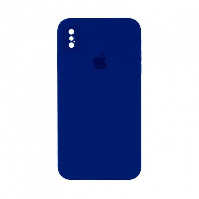 Оригинальный силиконовый чехол для iPhone X/Xs Сапфировый FULL (SQUARE SHAPE)
