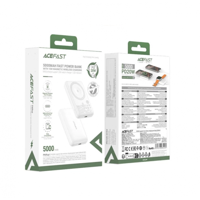 Додаткова батарея Acefast M25 20W + iWatch charging 5000mAh White-3
