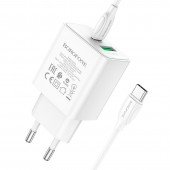 СЗУ 1USB + Type-C Borofone BA67A PD+QC3.0 White + Cable Type-C to Type-C СЗУ 1USB + Type-C Borofone BA67A PD+QC3.0 White + Cable Type-C to Type-C