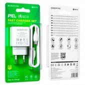 СЗУ 1USB + Type-C Borofone BA67A PD+QC3.0 White + Cable Type-C to Type-C СЗУ 1USB + Type-C Borofone BA67A PD+QC3.0 White + Cable Type-C to Type-C