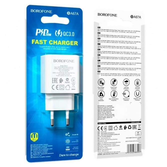 МЗП 1USB + Type-C Borofone BA67A PD+QC3.0 White-3