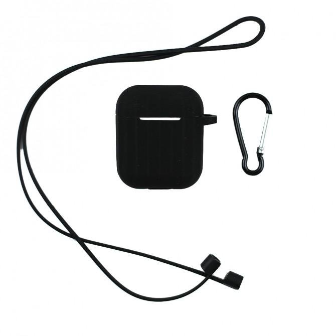 Чохол U-Like Ribbed Silicone Protective Case для Airpods Чорний-2