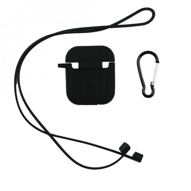 Чохол U-Like Ribbed Silicone Protective Case для Airpods Чорний-3