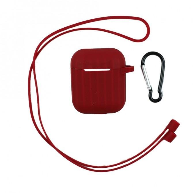 Чехол U-Like Ribbed Silicone Protective Case для Airpods Wine Red-1