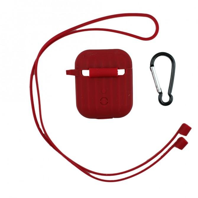 Чехол U-Like Ribbed Silicone Protective Case для Airpods Wine Red-2