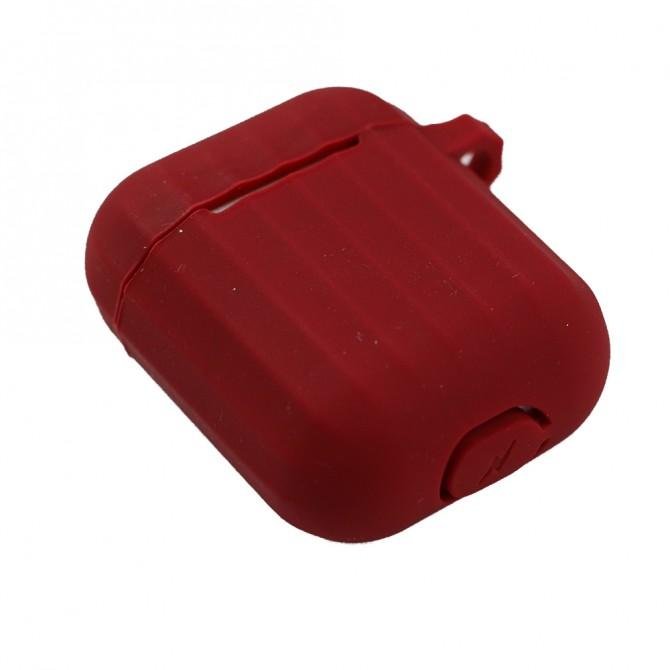 Чехол U-Like Ribbed Silicone Protective Case для Airpods Wine Red-3