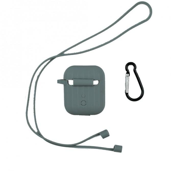 Чохол U-Like Ribbed Silicone Protective Case для Airpods Rock Сірий-3