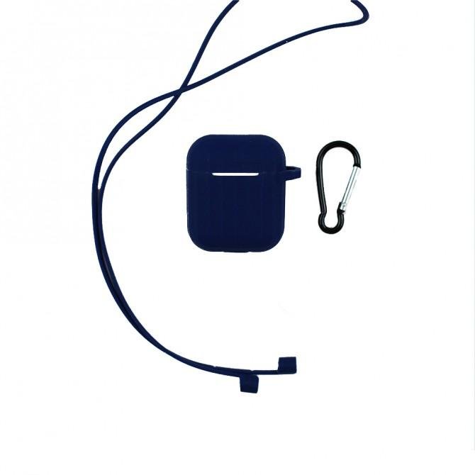 Чехол U-Like Ribbed Silicone Protective Case для Airpods Dark Blue-1