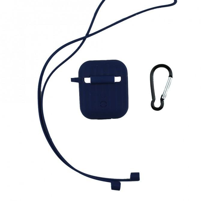 Чехол U-Like Ribbed Silicone Protective Case для Airpods Dark Blue-2