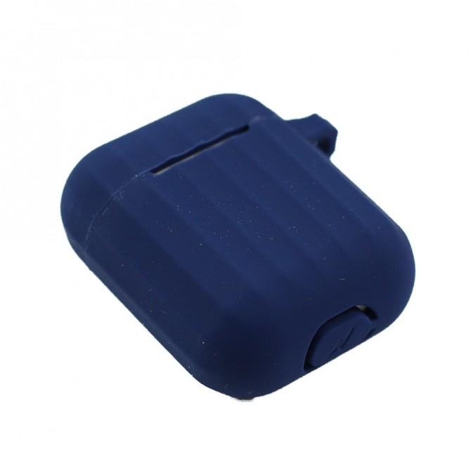 Чехол U-Like Ribbed Silicone Protective Case для Airpods Dark Blue-3