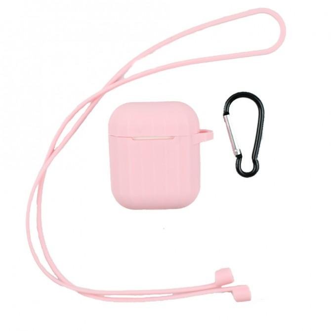 Чехол U-Like Ribbed Silicone Protective Case для Airpods Pink-2