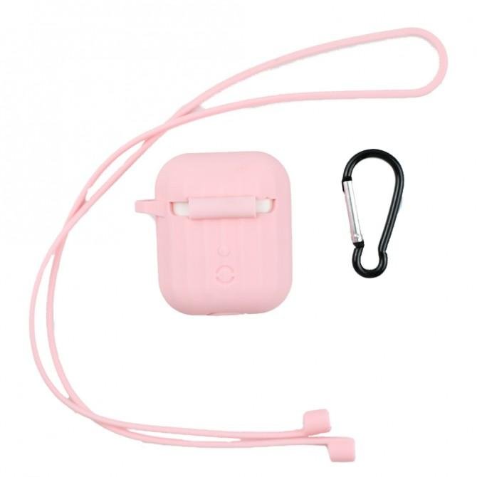 Чехол U-Like Ribbed Silicone Protective Case для Airpods Pink-3