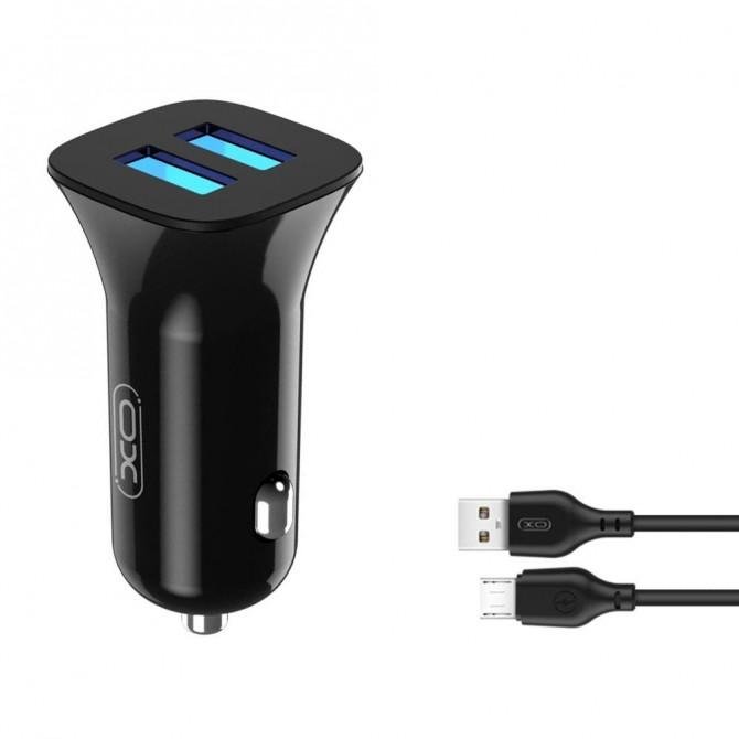 Автомобильное зарядное устройство XO TZ10 2.4A/2 USB + Type-C Black