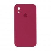Оригинальный силиконовый чехол для iPhone Xr Бордовый FULL (SQUARE SHAPE)
